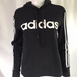 ADIDAS BLACK PULLOVER HOODED SWEATSHIRT MEDIUM
